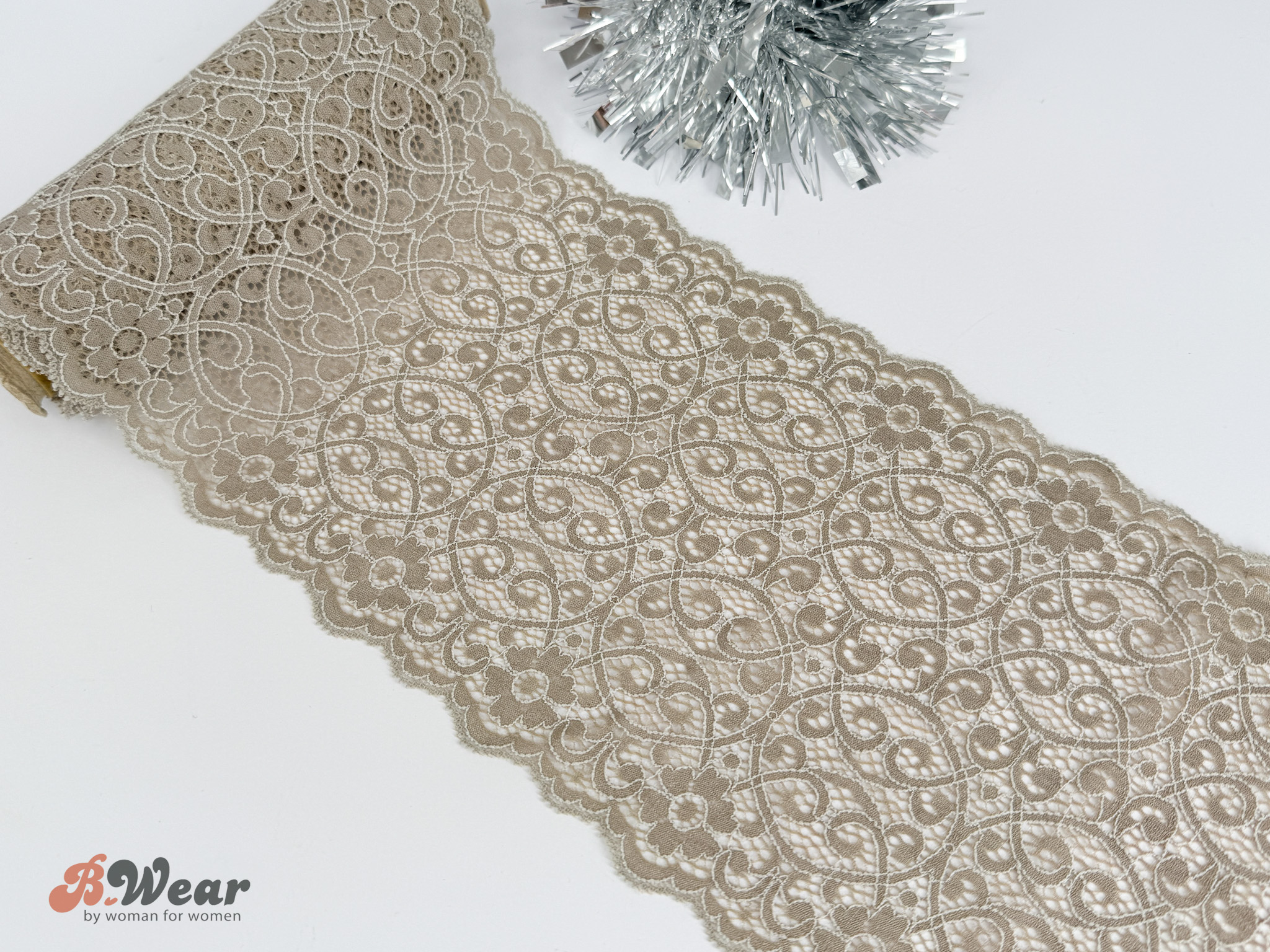 Greige stretch lace - 16 cm - 2
