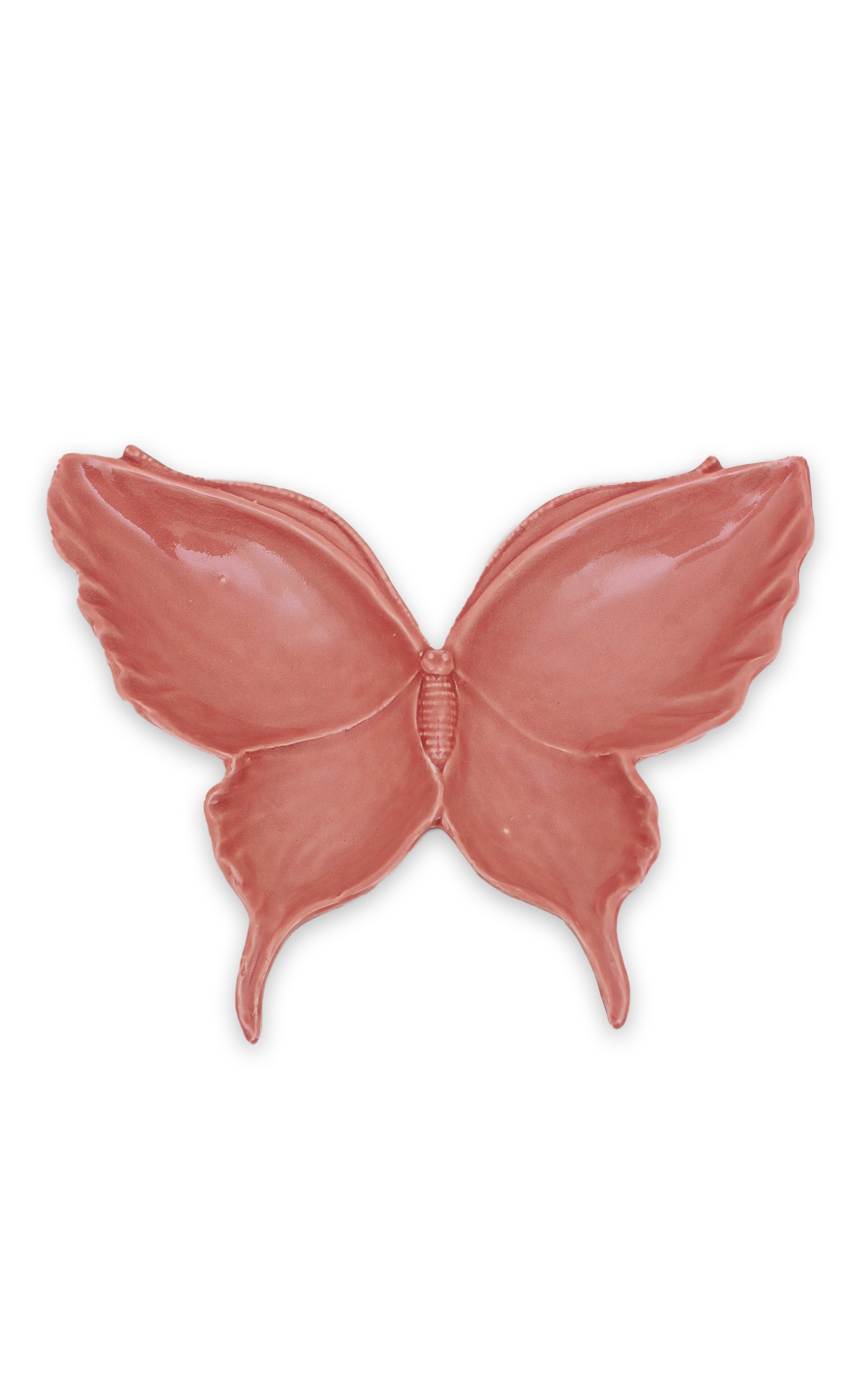 Platter - Side plate - Butterfly - Porcelain - Brique - Ceramic - Medium