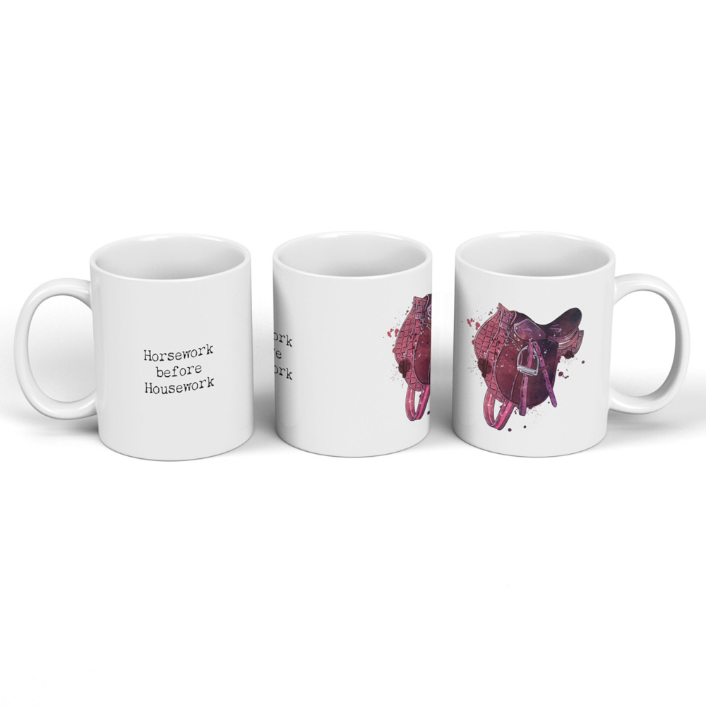 Mugg Vivid Squid Hästmotiv Horsework Before Housework