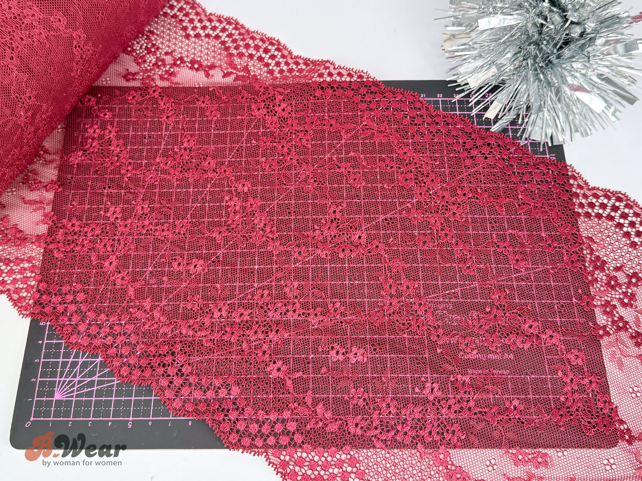 Bordeaux stretch spets - 23 cm