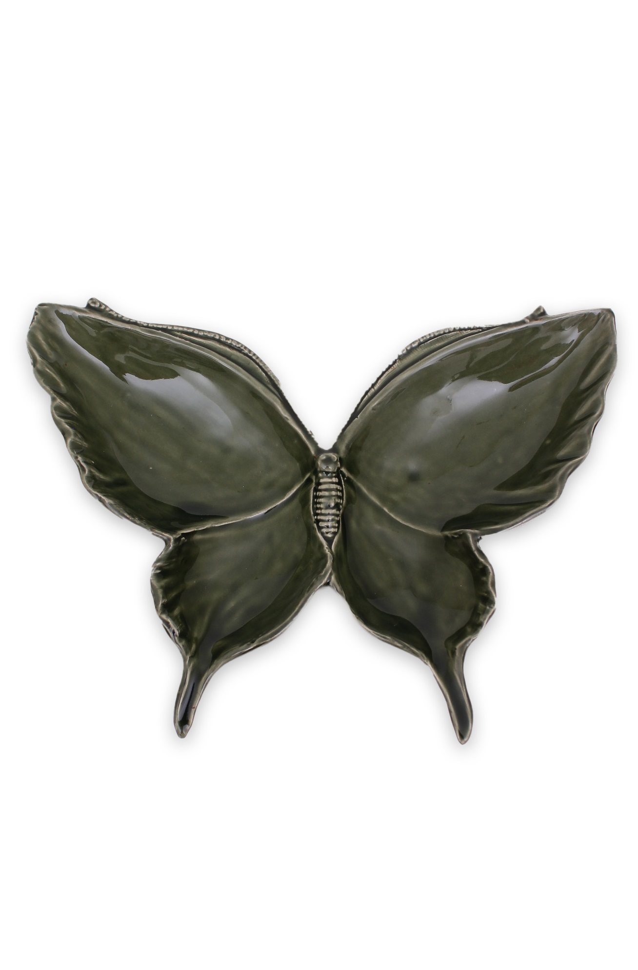 Plate - Assiette - Butterfly - Porcelain - Green - Ceramic - Medium