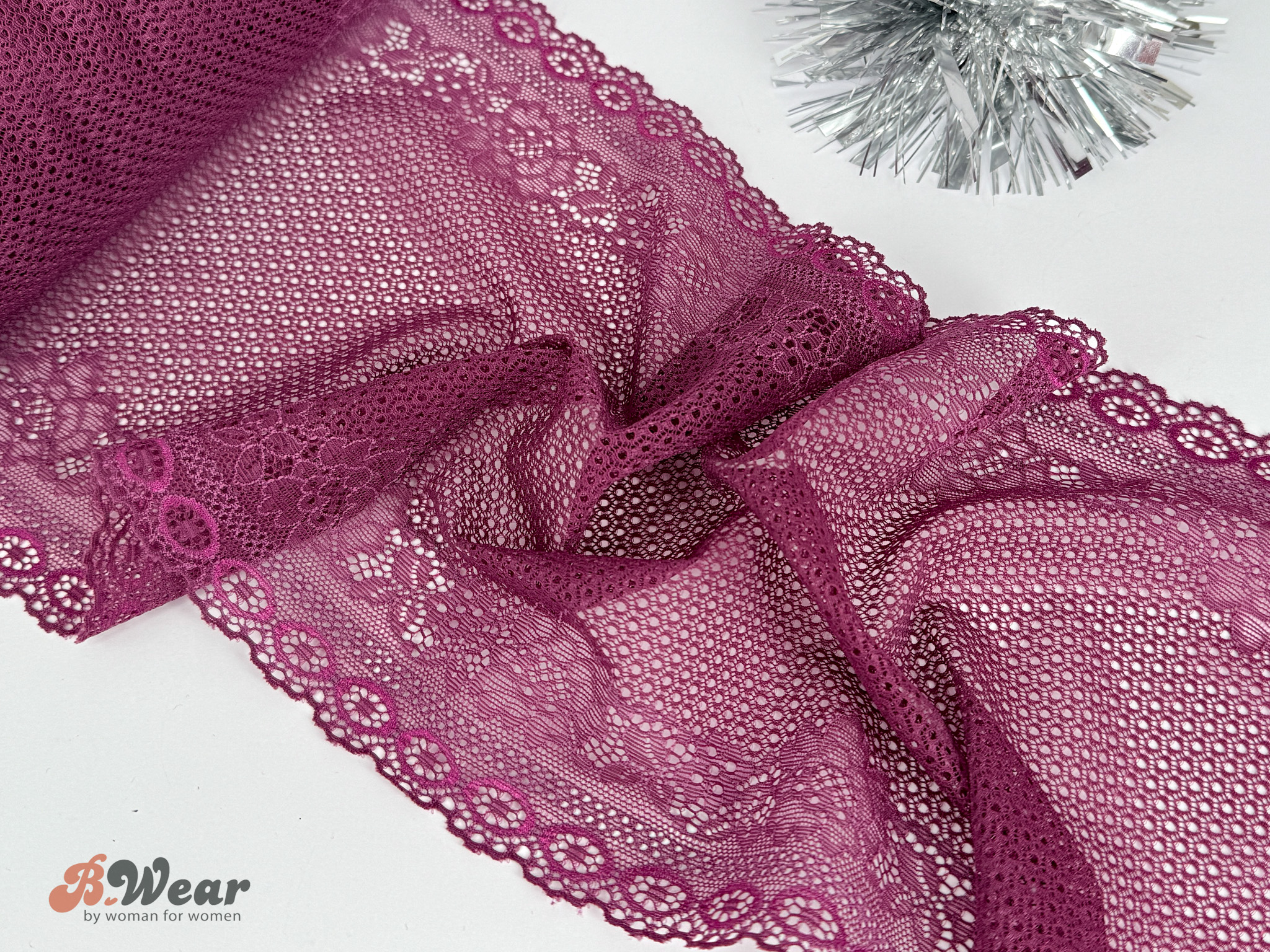 Burgundy stretch lace - 21 cm - 2