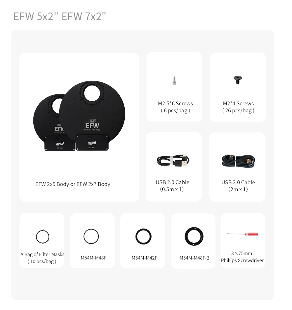 ZWO FILTERHJUL P25 - 5X2" FILTER - 11