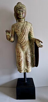 Ärgad  Koppar Buddha staty med Mudra 