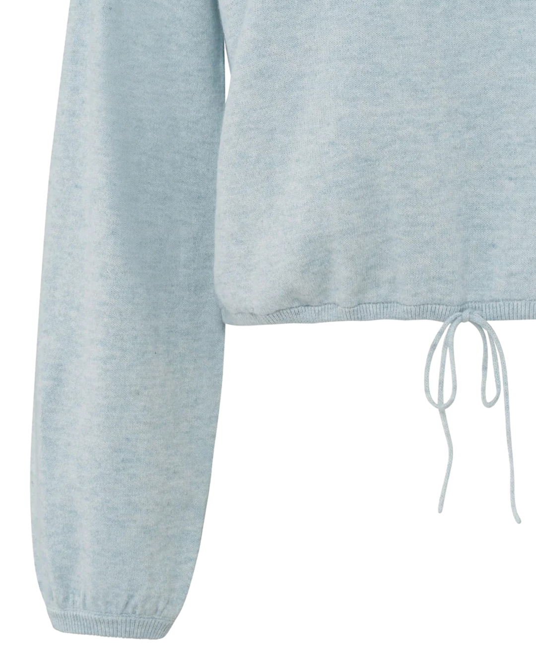 Jumper stickad gråblå melerad dragsko i midjan - 6