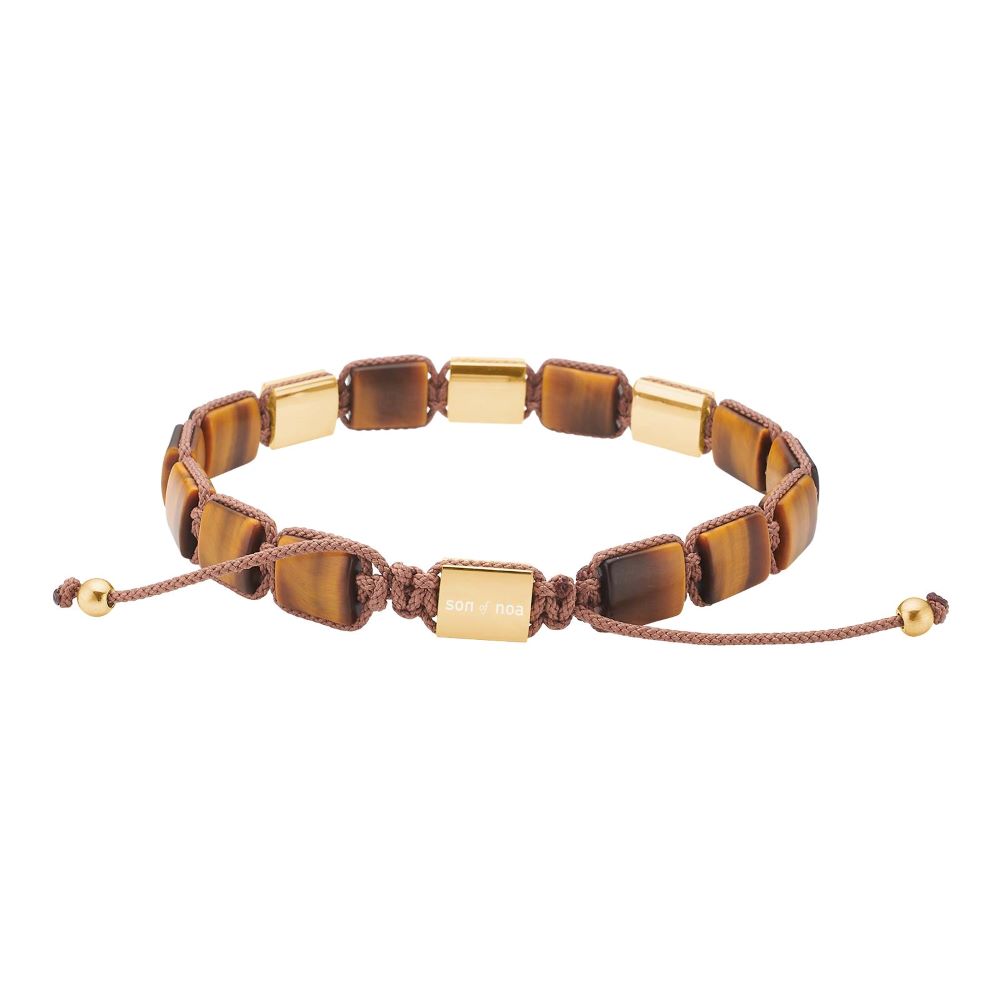 Son of Noa armband gul tigeröga och förgyllt stål - 2