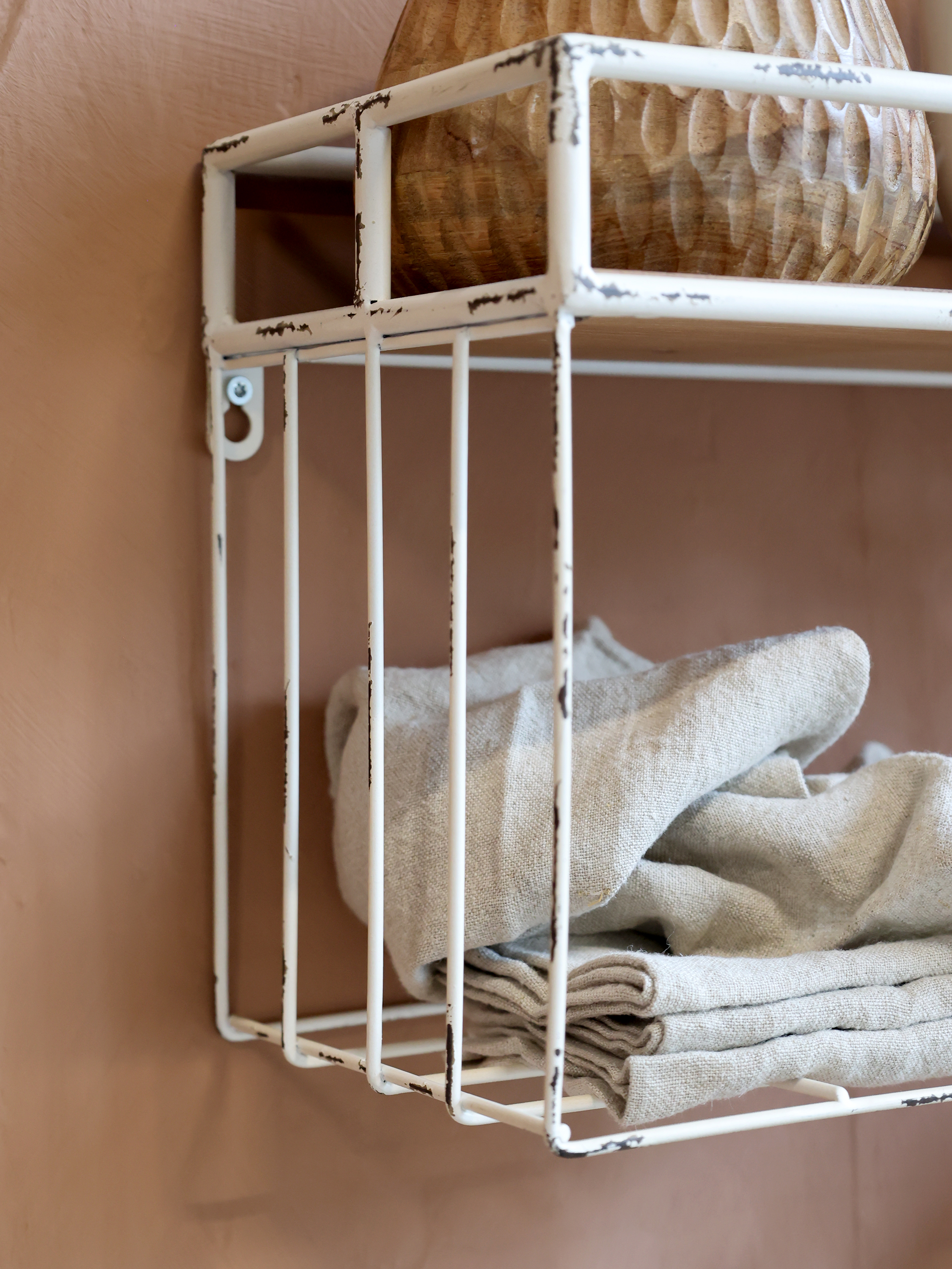 Hylla med krokar - Hylla - H24/L58/B18 cm - Antik Creme - 5
