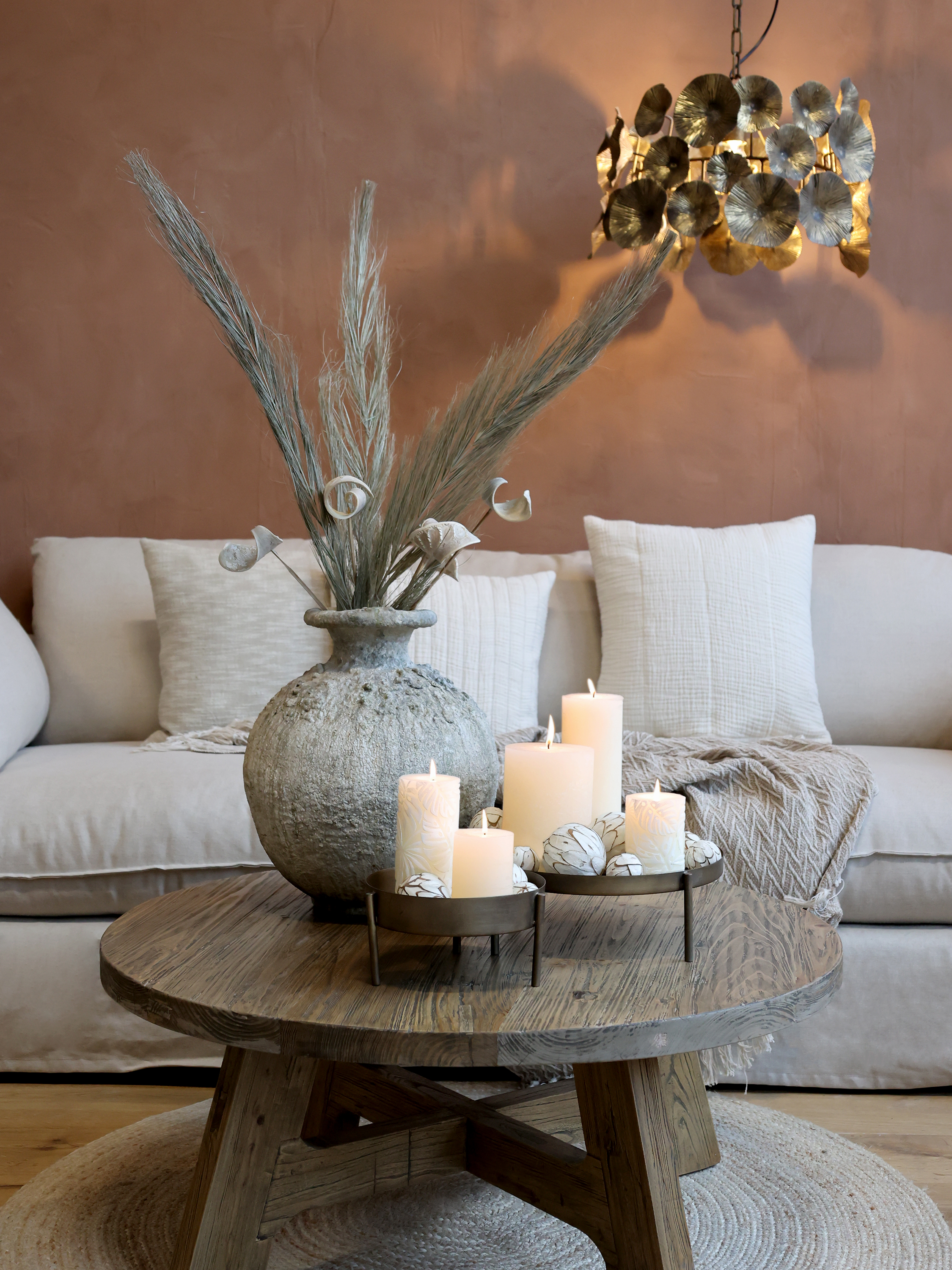 Marseille Coffee Table in Recycled Wood - Coffee Table - H38/Ø90 cm - Natural - 4