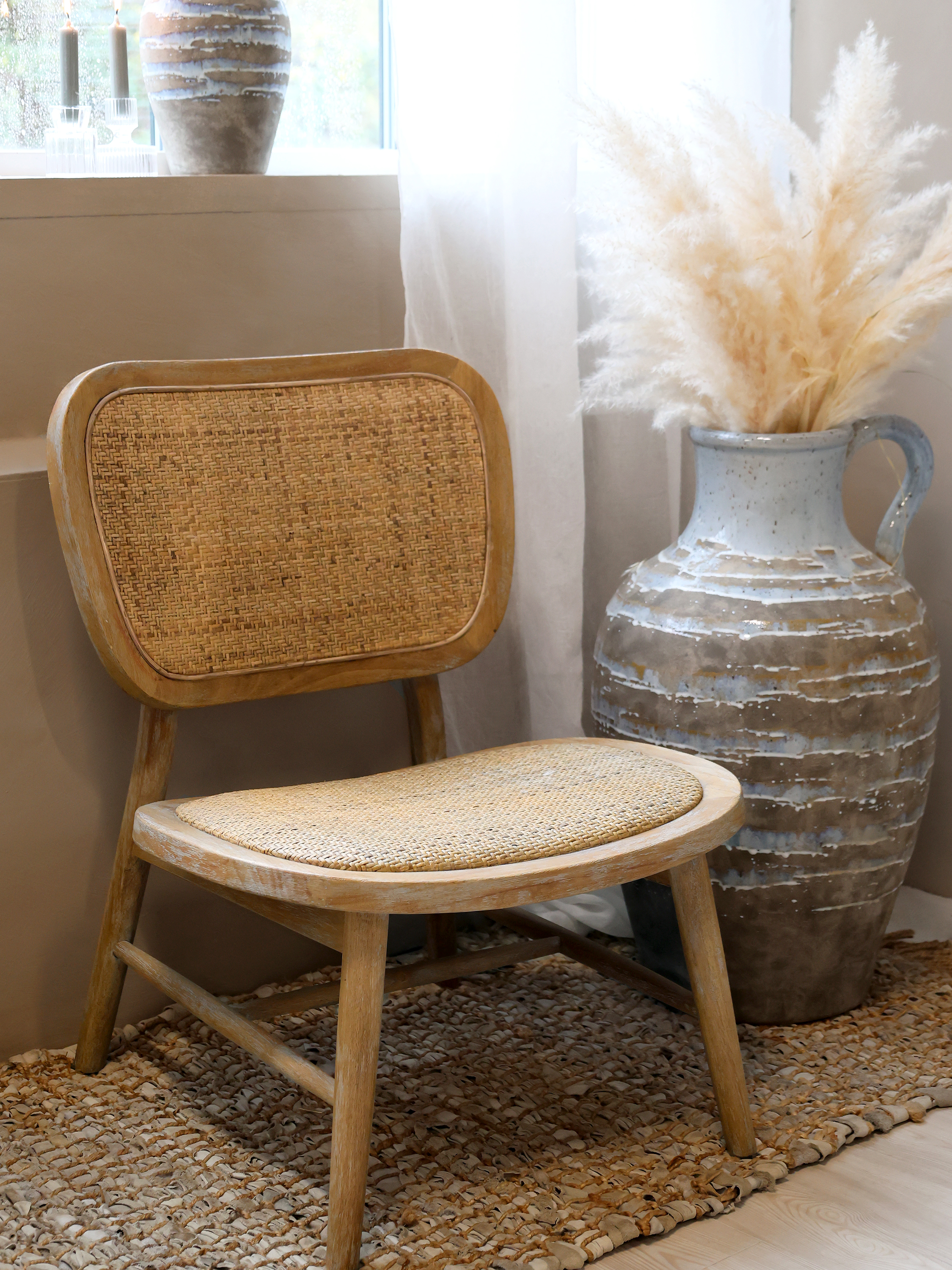 Loungefåtölj med flätad sits & rygg - Fåtölj - H78,5/L60/B62 cm - Natur - 3