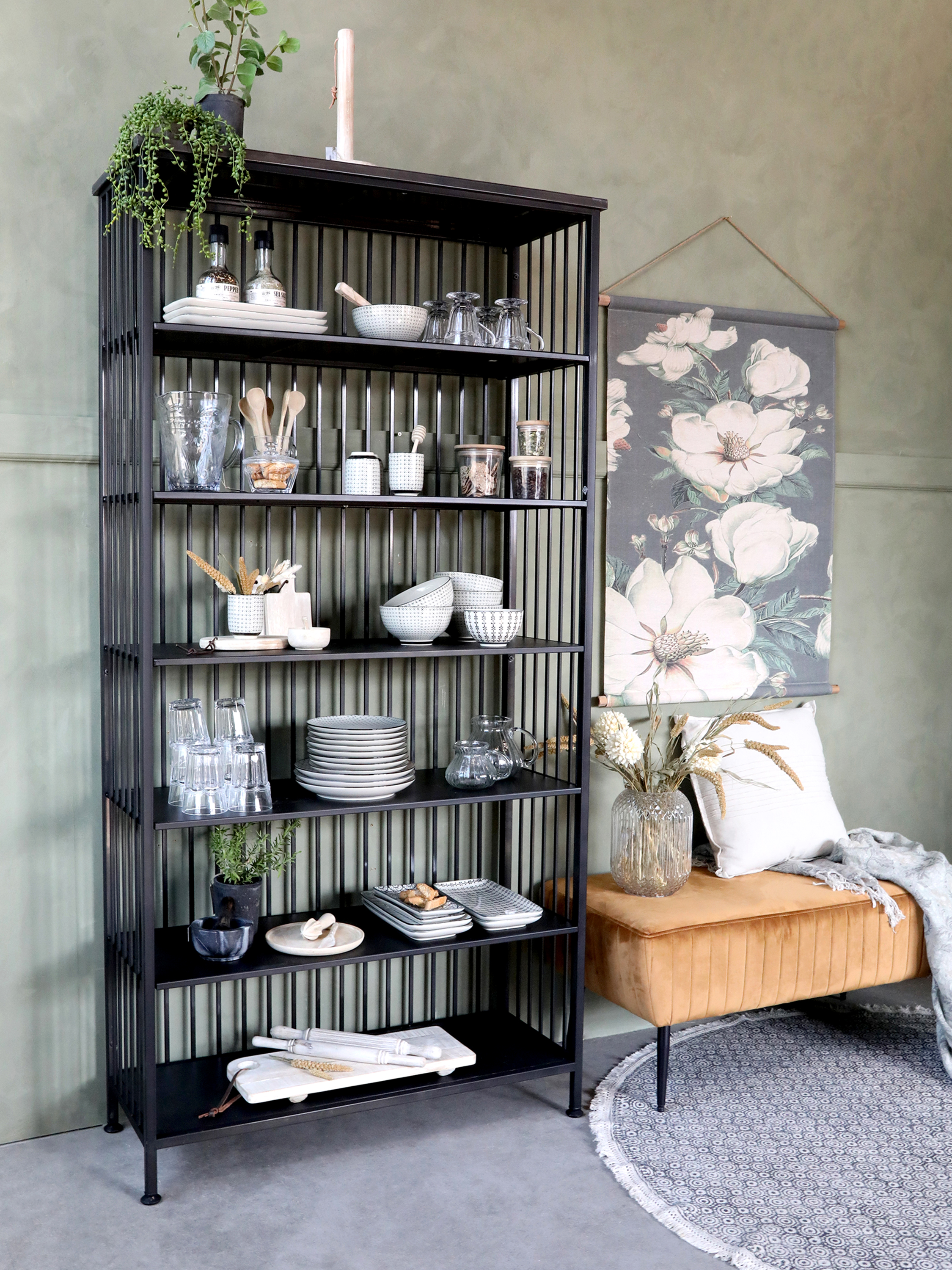 Bookcase with 6 shelves - Bookcase - H195/L95/W38 cm - Antique Black - 3