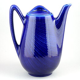 Hertha Bengtsson (Blå Eld 1950) Blue Modern Coffee Pot with Fish Scale Relief 22 cm
