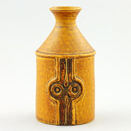 Sven Wejsfelt (1960s) Unique Yellow Vase with Relief Decor 12 cm