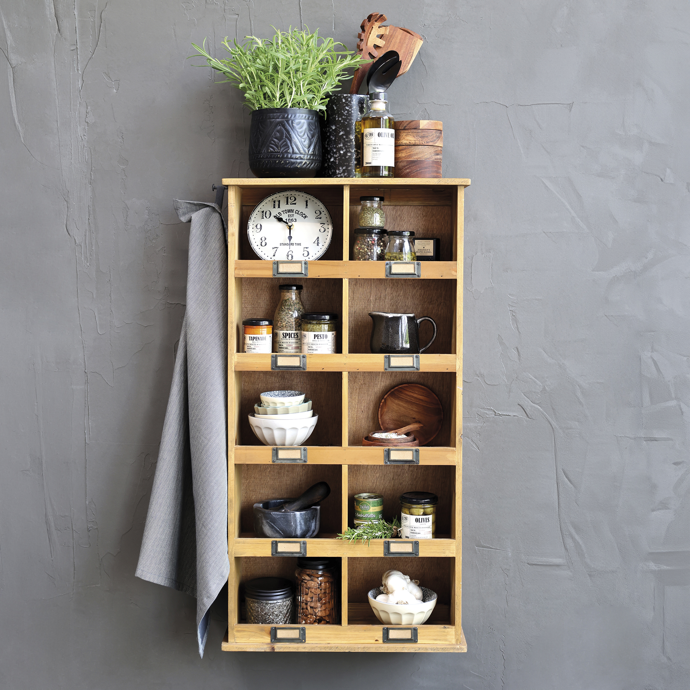 Sorteringsställ med 10 fack - Sorteringsställ - H83/L43/B15 cm - Natur