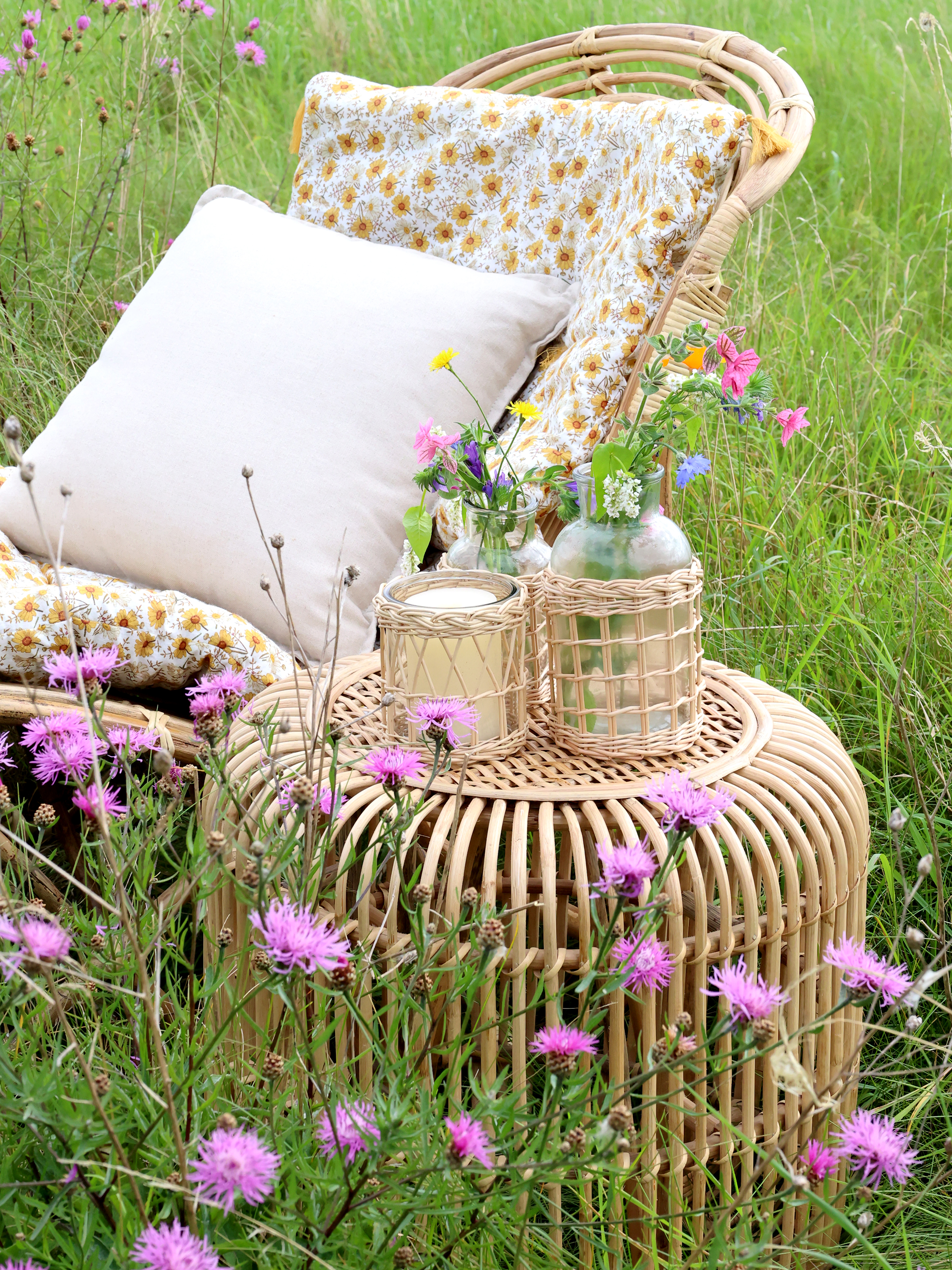 Loungebord i rotting - Bord - H50/Ø50 cm - Natur - 3
