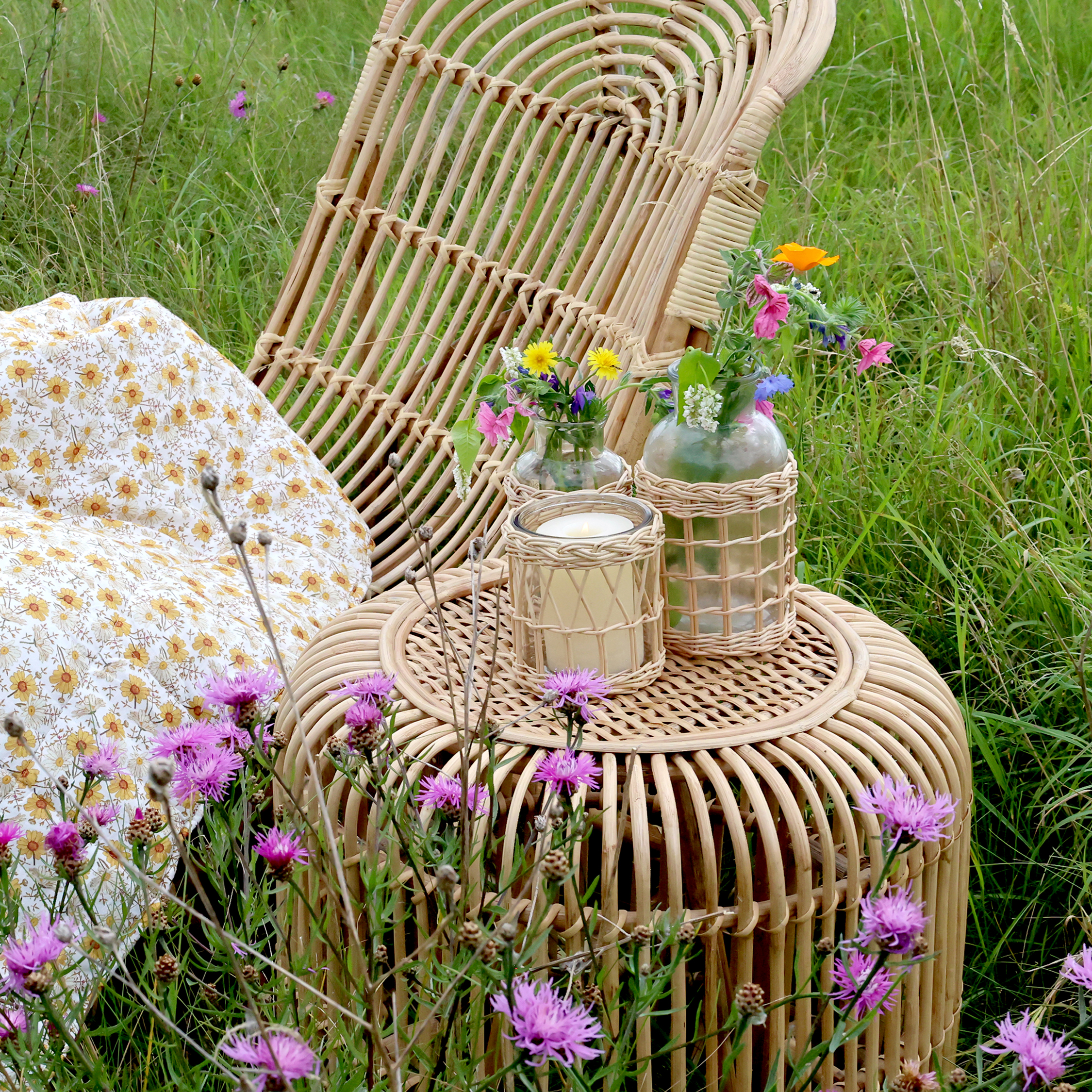 Loungebord i rotting - Bord - H50/Ø50 cm - Natur