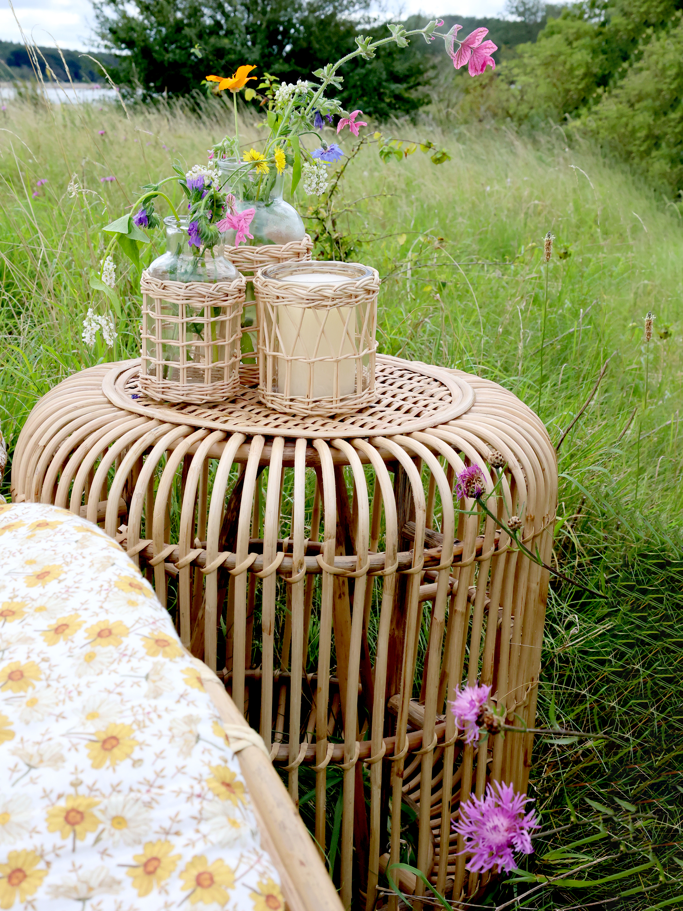 Loungebord i rotting - Bord - H50/Ø50 cm - Natur - 4