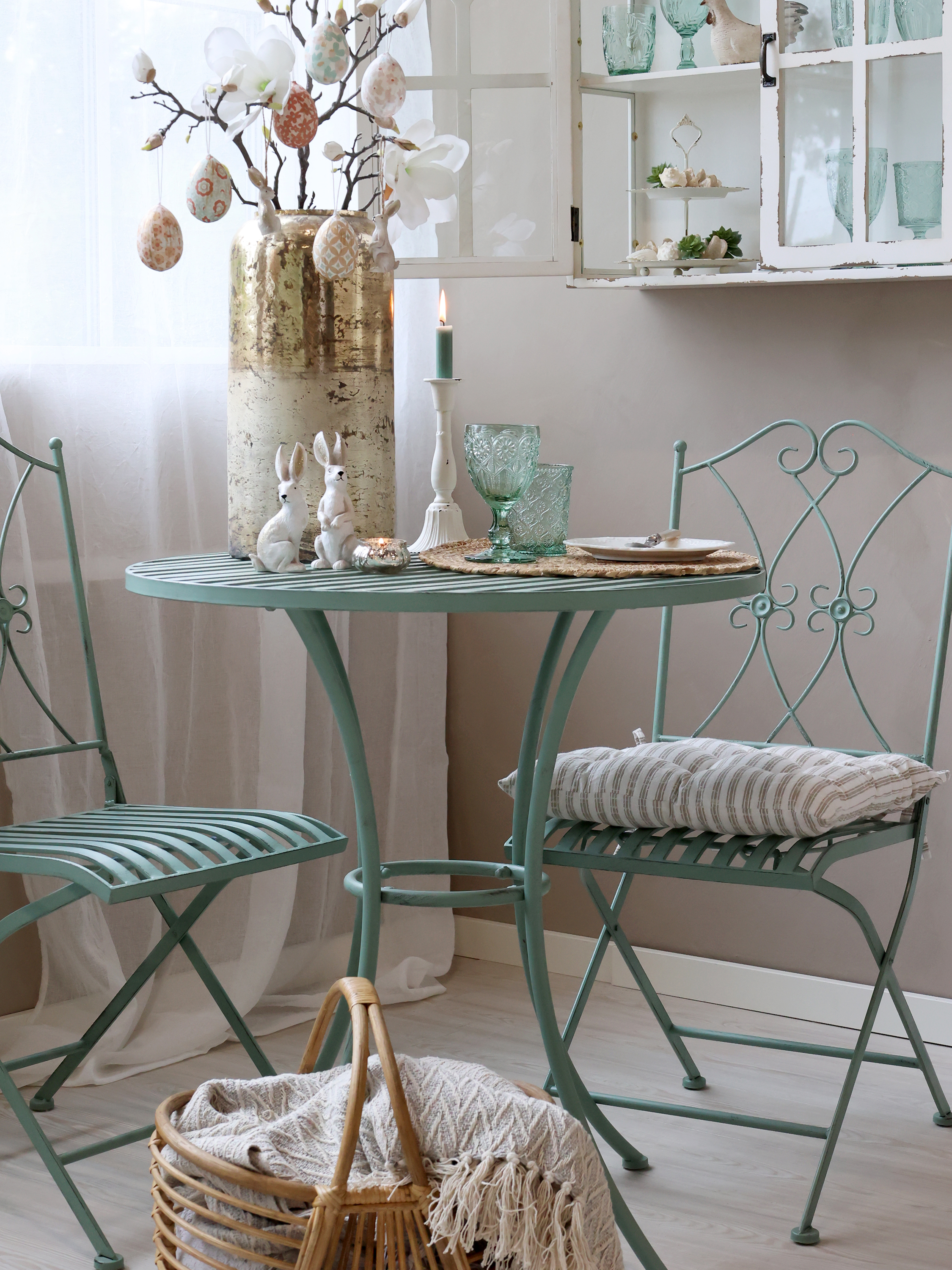 Café set with 2 chairs and 1 table - H72/Ø70 cm - H93/L47/W40 cm