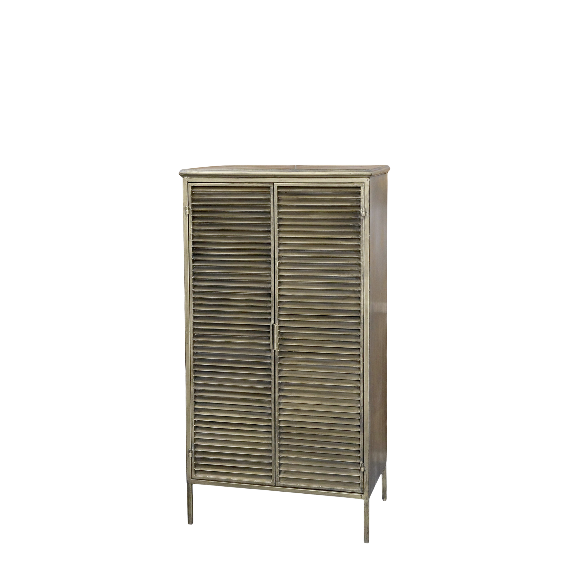 Cabinet with 2 slatted doors - Cabinet - H116/L60/W36.5 cm - Antique Brass - 2