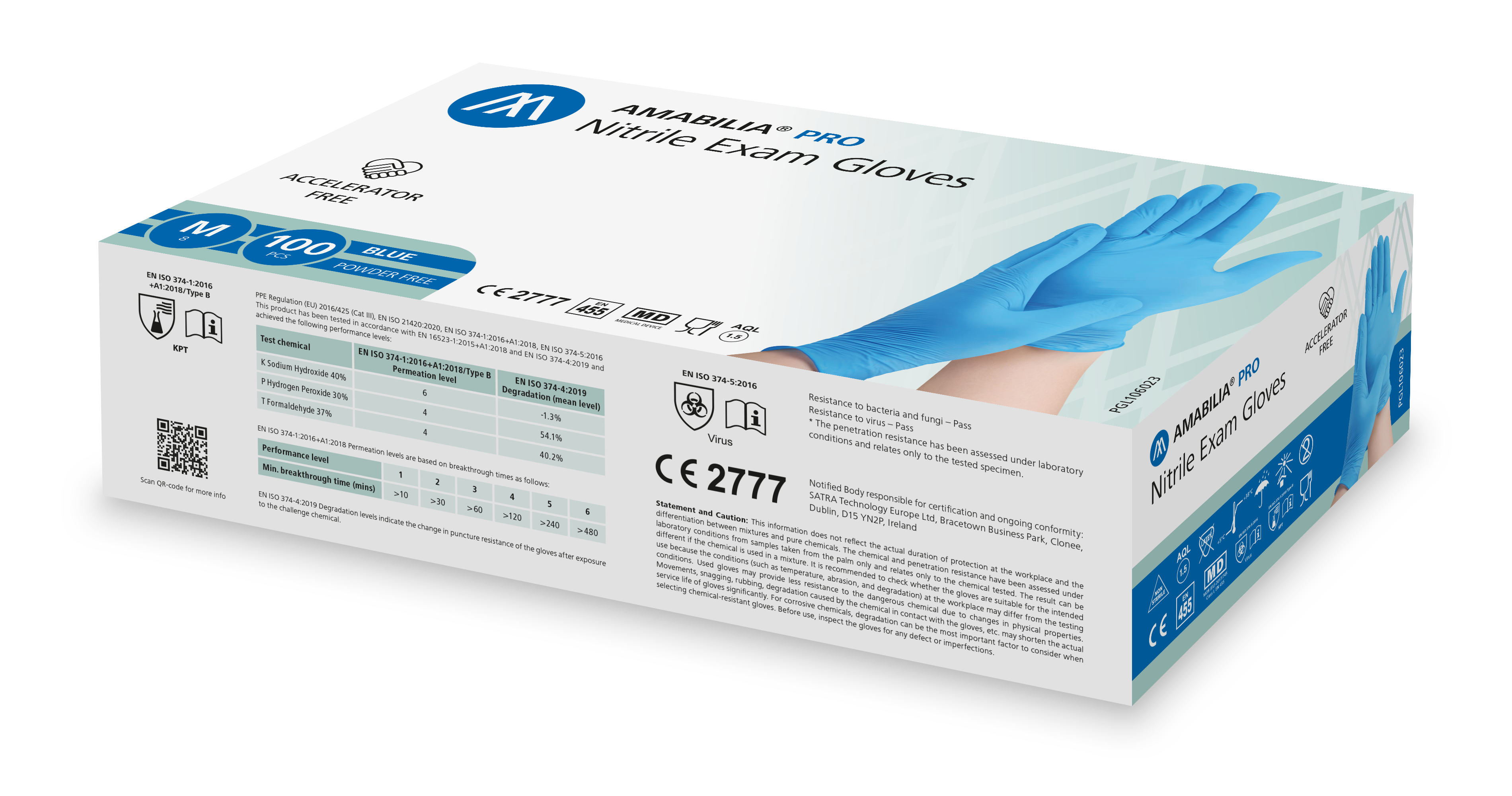 Examination glove Accelerator-free nitrile M Blue 100 pcs - 2
