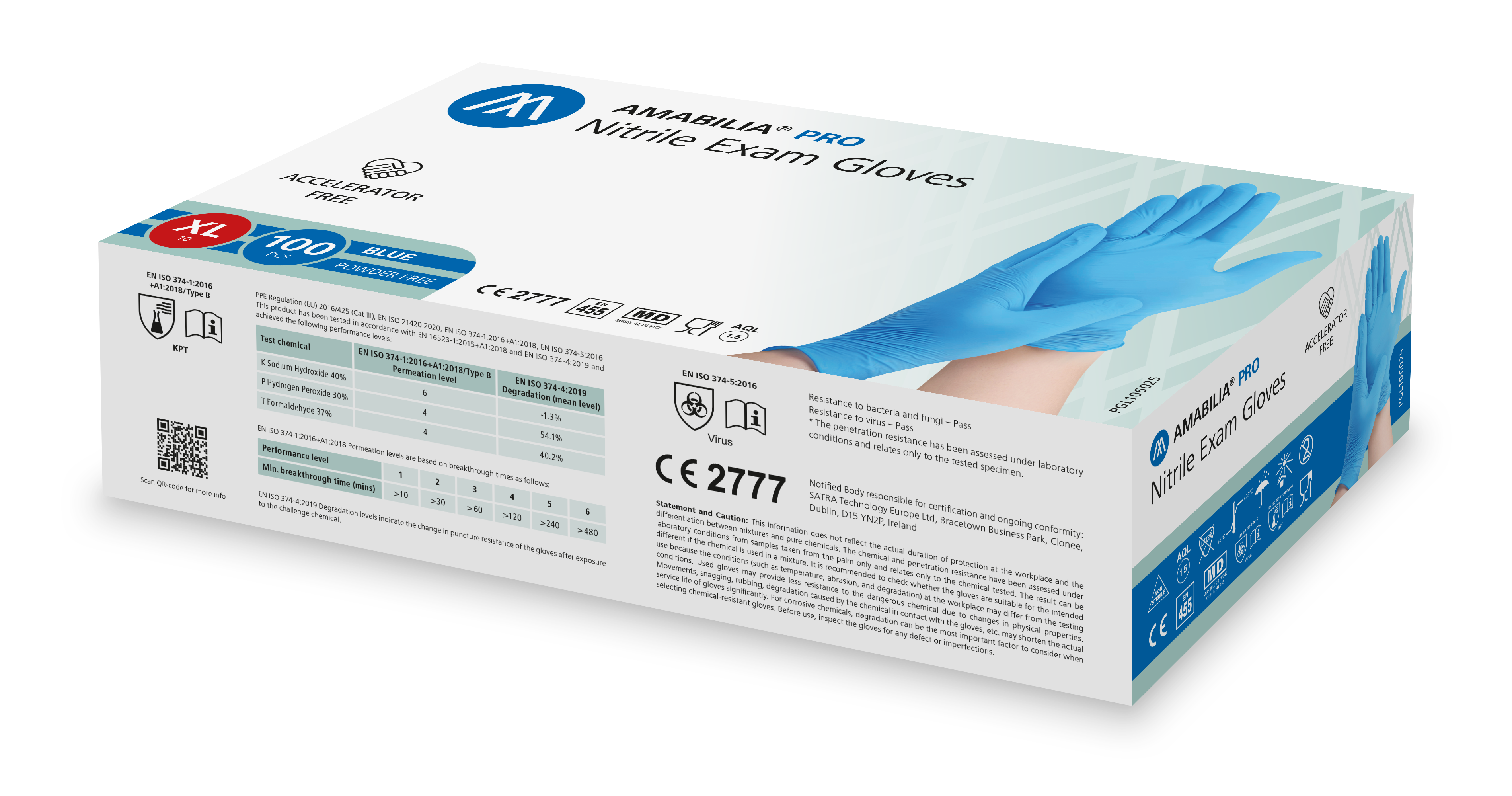 Examination glove Accelerator-free nitrile XL Blue 100 pcs - 2