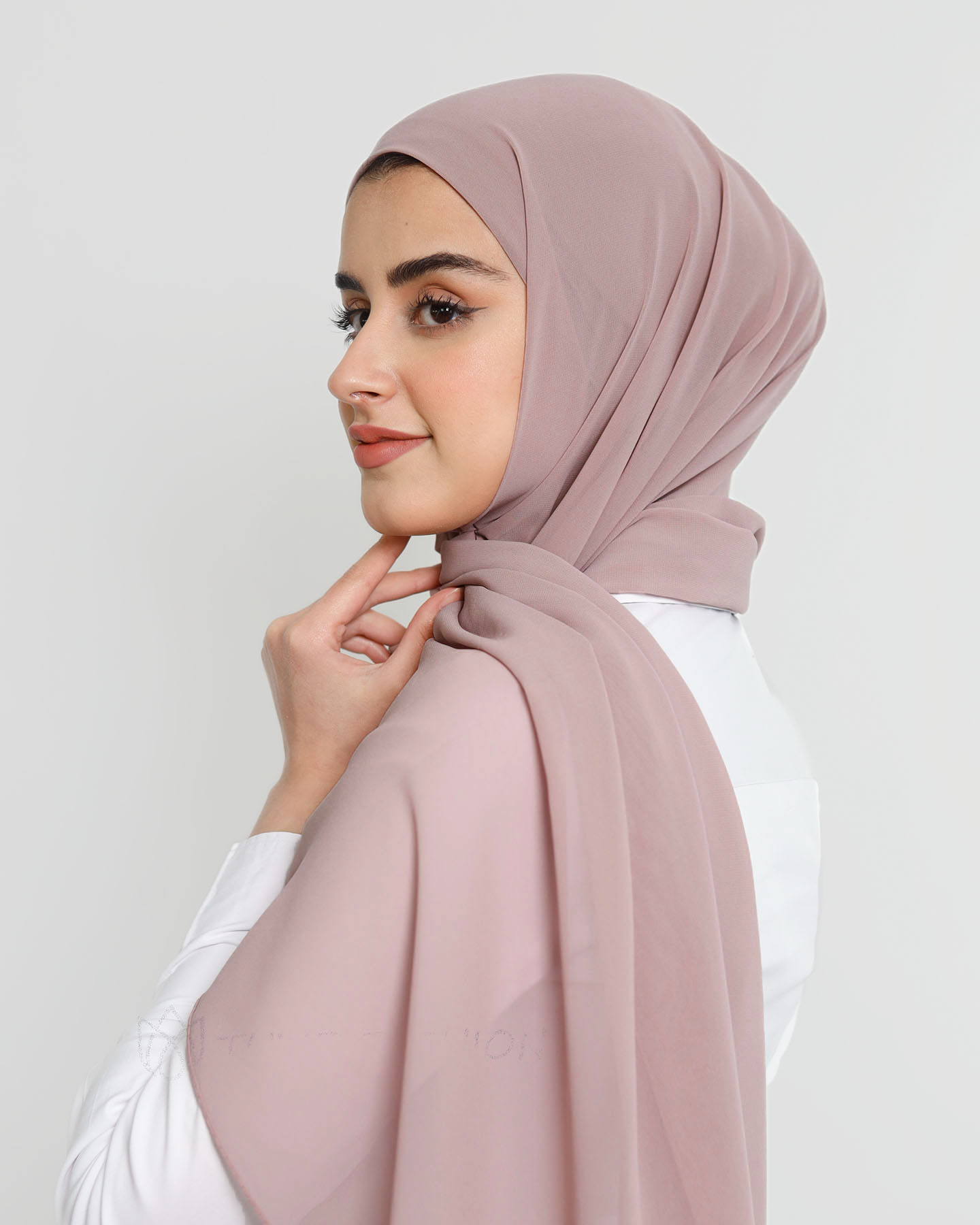 Hijab - Instant Chiffon With Cap - Medium Mauve - 2