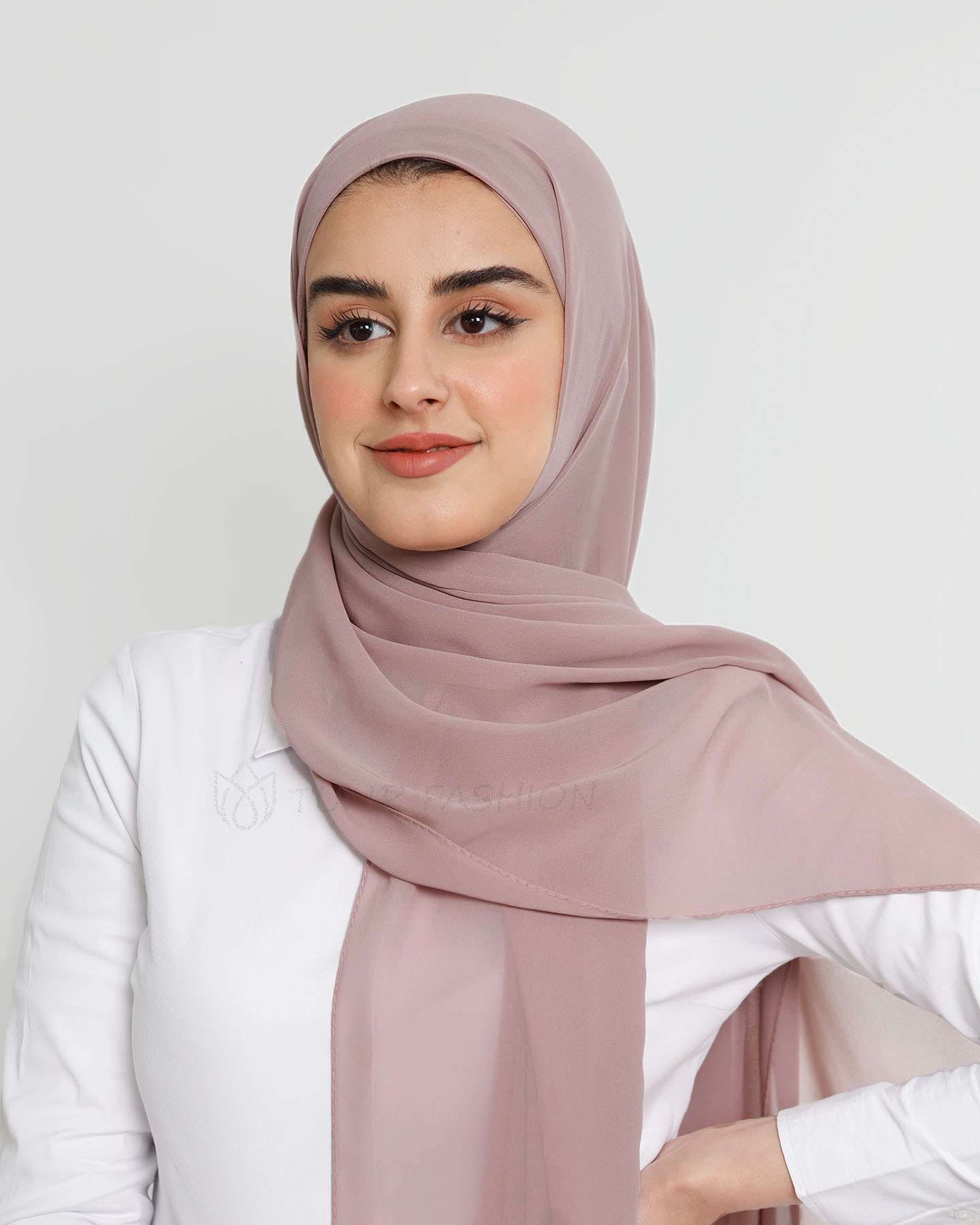 Hijab - Instant Chiffon With Cap - Medium Mauve