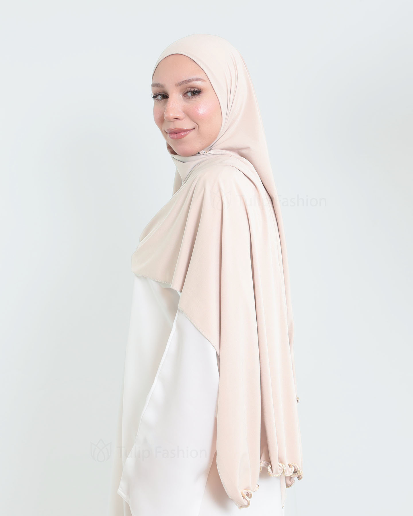 Hijab - Lycra - Light Beige - 3