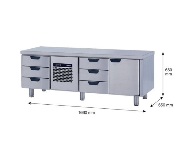 Porkka - Grillkylbänk GNL - Kylaggregat, 3 Moduler - Mått: 1660 x 650 x 650 mm - 33