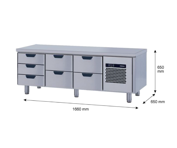 Porkka - Grillkylbänk GNL - Kylaggregat, 3 Moduler - Mått: 1660 x 650 x 650 mm - 73