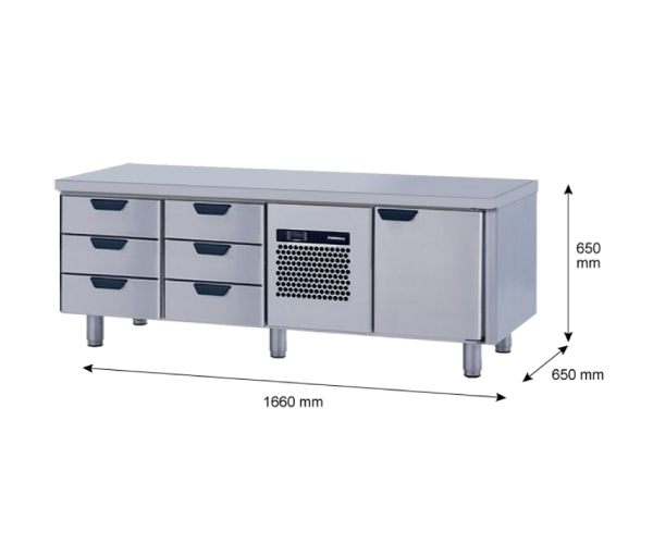 Porkka - Grillkylbänk GNL - Kylaggregat, 3 Moduler - Mått: 1660 x 650 x 650 mm - 54