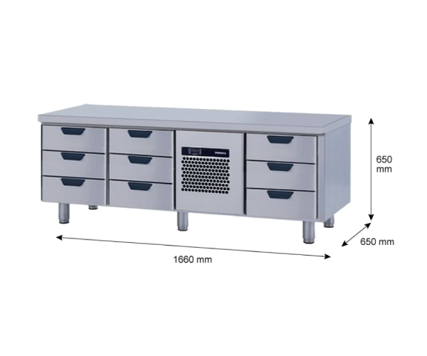 Porkka - Grillkylbänk GNL - Kylaggregat, 3 Moduler - Mått: 1660 x 650 x 650 mm - 56