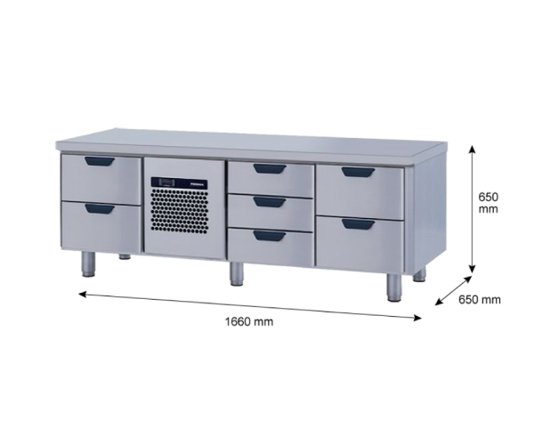 Porkka - Grillkylbänk GNL - Kylaggregat, 3 Moduler - Mått: 1660 x 650 x 650 mm - 7