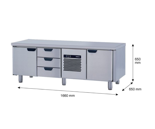 Porkka - Grillkylbänk GNL - Kylaggregat, 3 Moduler - Mått: 1660 x 650 x 650 mm - 19