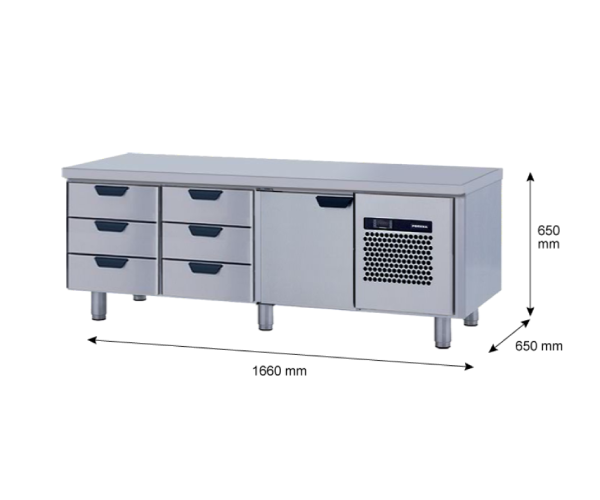 Porkka - Grillkylbänk GNL - Kylaggregat, 3 Moduler - Mått: 1660 x 650 x 650 mm - 75