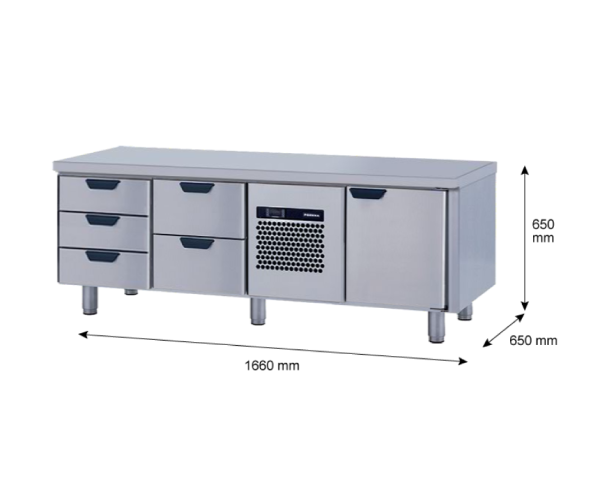 Porkka - Grillkylbänk GNL - Kylaggregat, 3 Moduler - Mått: 1660 x 650 x 650 mm - 51
