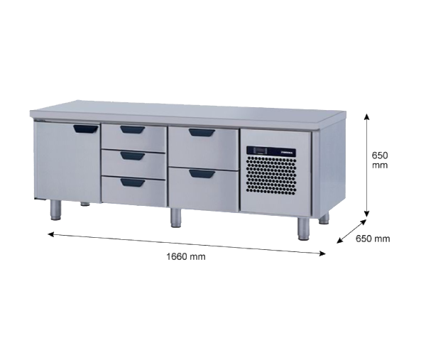 Porkka - Grillkylbänk GNL - Kylaggregat, 3 Moduler - Mått: 1660 x 650 x 650 mm - 58