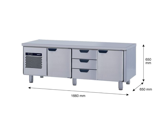 Porkka - Grillkylbänk GNL - Kylaggregat, 3 Moduler - Mått: 1660 x 650 x 650 mm - 102