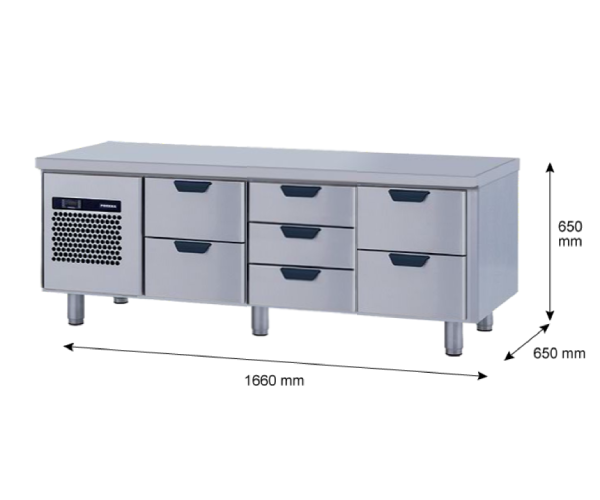Porkka - Grillkylbänk GNL - Kylaggregat, 3 Moduler - Mått: 1660 x 650 x 650 mm - 2