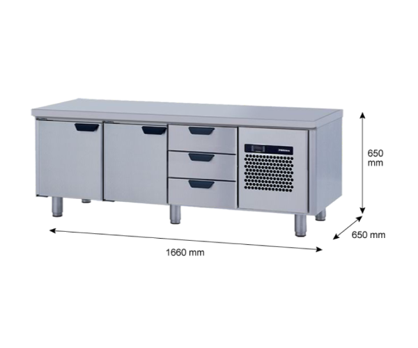 Porkka - Grillkylbänk GNL - Kylaggregat, 3 Moduler - Mått: 1660 x 650 x 650 mm - 106