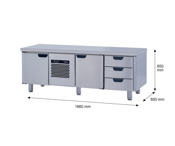 Porkka - Grillkylbänk GNL - Kylaggregat, 3 Moduler - Mått: 1660 x 650 x 650 mm - 38