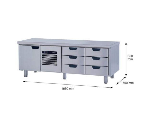 Porkka - Grillkylbänk GNL - Kylaggregat, 3 Moduler - Mått: 1660 x 650 x 650 mm - 44
