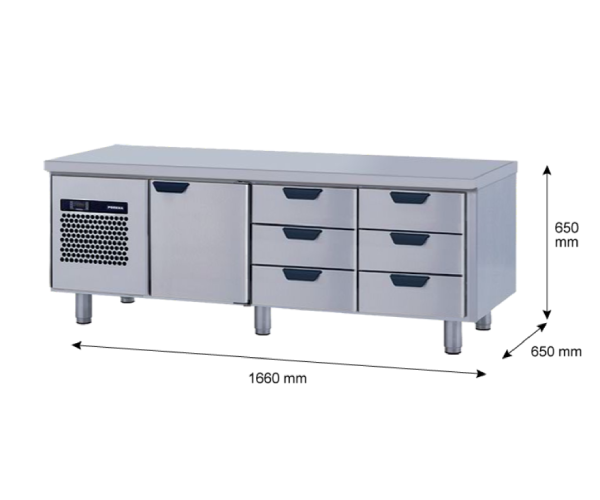 Porkka - Grillkylbänk GNL - Kylaggregat, 3 Moduler - Mått: 1660 x 650 x 650 mm - 80