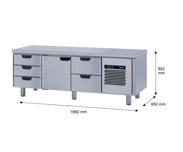 Porkka - Grillkylbänk GNL - Kylaggregat, 3 Moduler - Mått: 1660 x 650 x 650 mm - 70