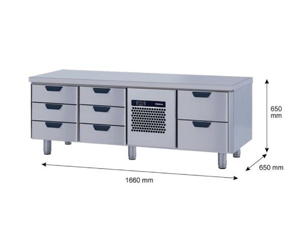 Porkka - Grillkylbänk GNL - Kylaggregat, 3 Moduler - Mått: 1660 x 650 x 650 mm - 55