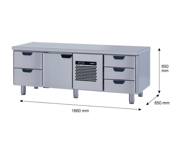 Porkka - Grillkylbänk GNL - Kylaggregat, 3 Moduler - Mått: 1660 x 650 x 650 mm - 24