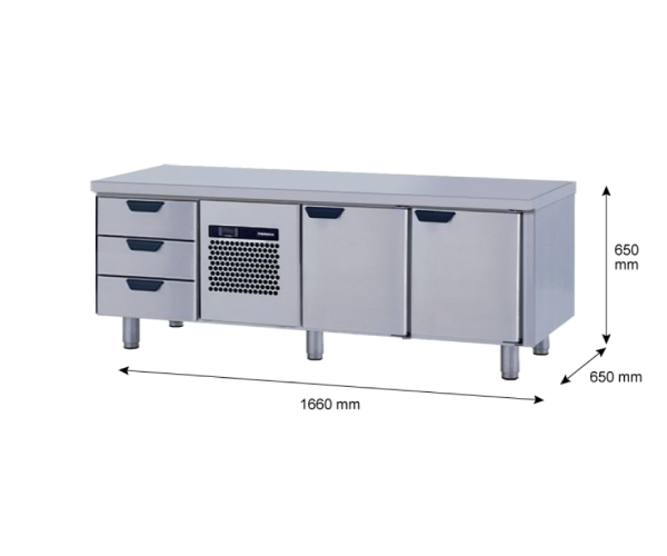 Porkka - Grillkylbänk GNL - Kylaggregat, 3 Moduler - Mått: 1660 x 650 x 650 mm - 9