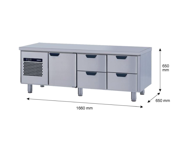 Porkka - Grillkylbänk GNL - Kylaggregat, 3 Moduler - Mått: 1660 x 650 x 650 mm - 100