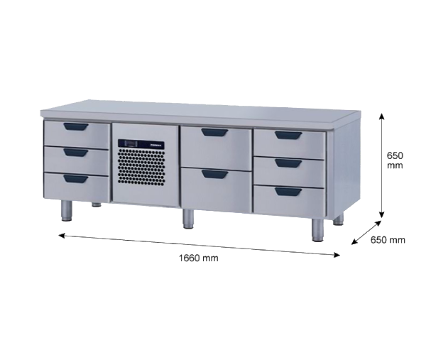Porkka - Grillkylbänk GNL - Kylaggregat, 3 Moduler - Mått: 1660 x 650 x 650 mm - 32