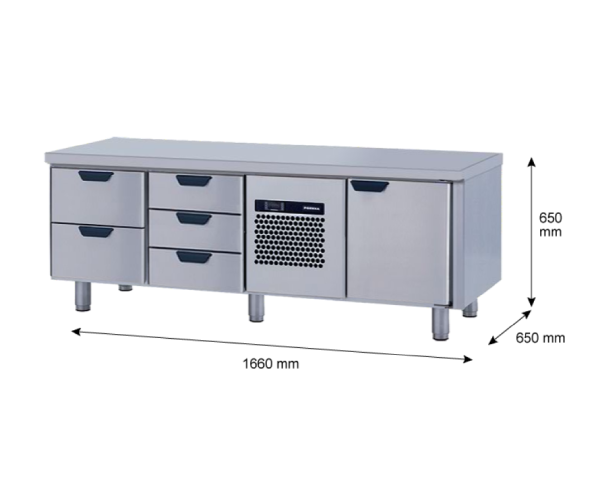 Porkka - Grillkylbänk GNL - Kylaggregat, 3 Moduler - Mått: 1660 x 650 x 650 mm - 28