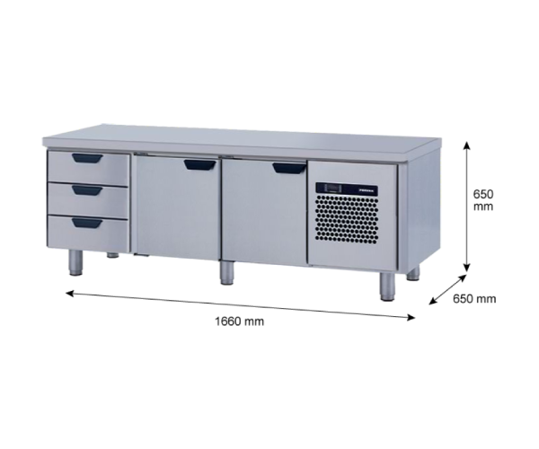 Porkka - Grillkylbänk GNL - Kylaggregat, 3 Moduler - Mått: 1660 x 650 x 650 mm - 69